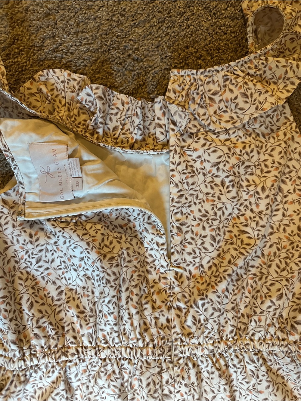 Women's Cream Floral Jumpsuit with Ruffle Neck - Picture 6 of 6